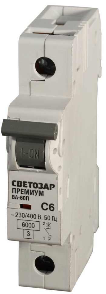 Выключатель автоматический 1-полюсный, 20 A, C, откл. сп. 6 кА, 230 / 400 В СВЕТОЗАР ПРЕМИУМ, SV-49021-20-C