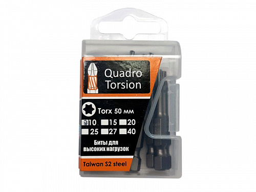 Бита 1/4 30-50 мм Torx Quadro Torsion (10 шт) Quadro
